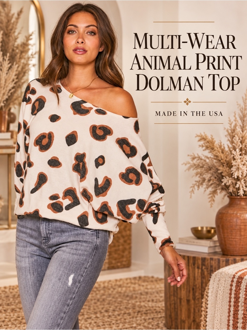 Multi Wear ANIMAL PRINT SOFTEST DOLMAN TOP NEW